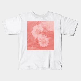 Surreal butterflies and flowers in living coral Kids T-Shirt